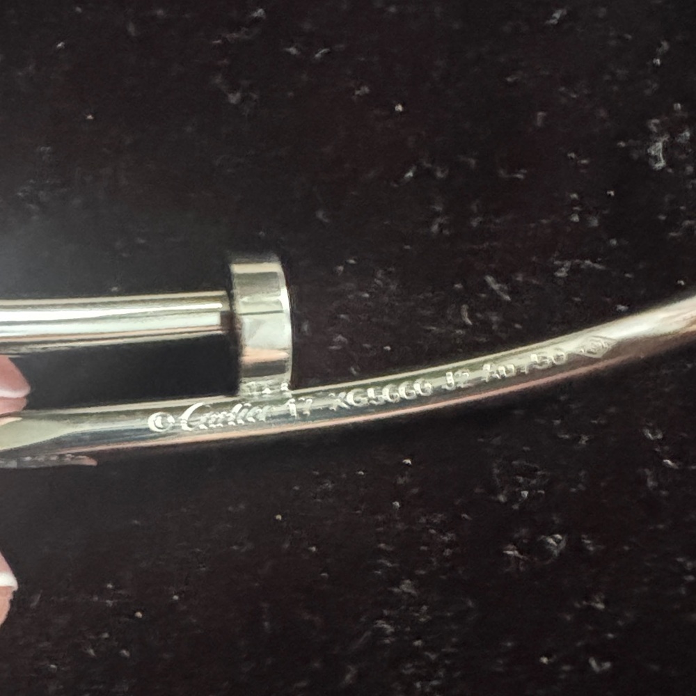 Silver Nail-Style Crystal Cuff Bracelet - Picture 4 of 4
